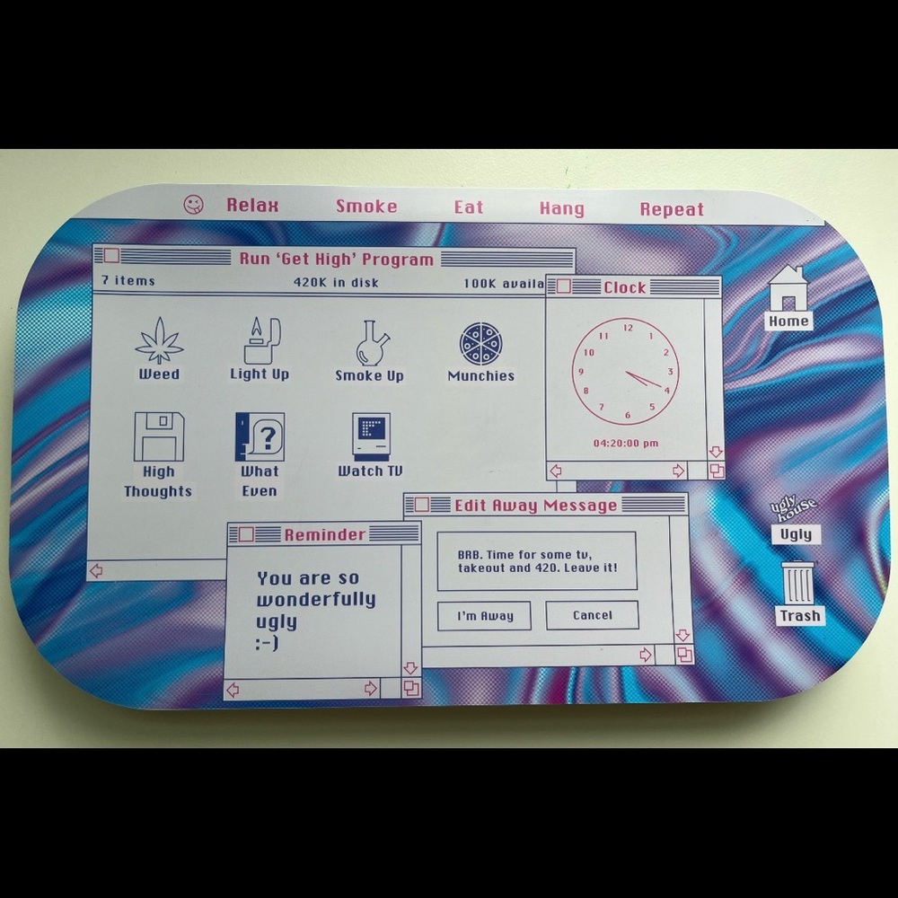420 Ugly House Tray - Magnetic Cover, Psychedelic Print - Y2K AOL Vibes